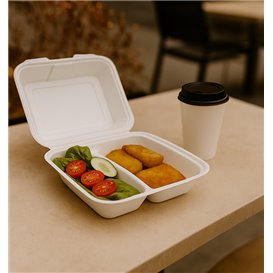 Suikerriet Gescharnierd Burger Container 25,1x16,2x6,5cm (50 stuks) 