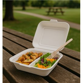 Suikerriet Gescharnierd Burger Container 25,1x16,2x6,5cm (50 stuks) 