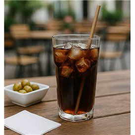 Papieren rechte rietjes Nature verpakt met kraft omhulsel Ø8mm 20cm (3.000 stuks)