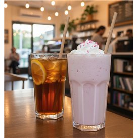 Papieren rechte rietjes Nature verpakt met kraft omhulsel Ø8mm 20cm (3.000 stuks)