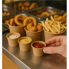 Kartonnen Kraft Pot voor sauzen 30ml Ø4,3cm (50 Stuks)