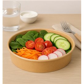 Saladier en Carton Kraft-Kraft 950ml Ø18,5cm (50 Utés)
