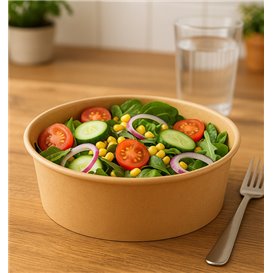 Saladier en Carton Kraft-Kraft 1.000ml Ø16,6cm (50 Utés)