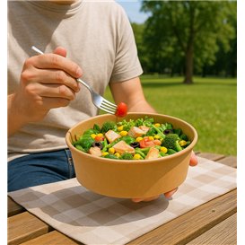 Saladier en Carton Kraft-Kraft 1.000ml Ø16,6cm (50 Utés)