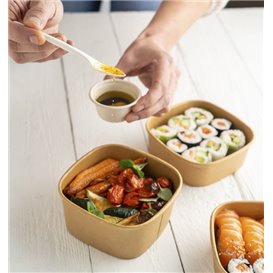 Pot Carré en Carton Kraft 350ml 13x13x4,3cm (300 Utés)