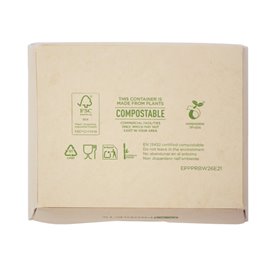 Maaltijdbox van Bamboe Karton Kraft met Venster 11,5x9x6,5cm 700ml (50 Stuks)