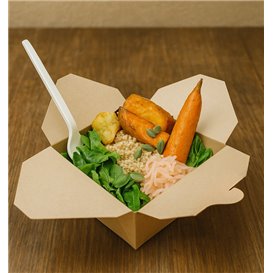 Maaltijdbox van Bamboe Karton Kraft 16x14x6,5cm 1800ml (50 Stuks)