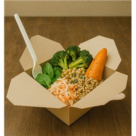 Maaltijdbox van Bamboe Karton Kraft 14x12x6,5cm 1300ml (50 Stuks)