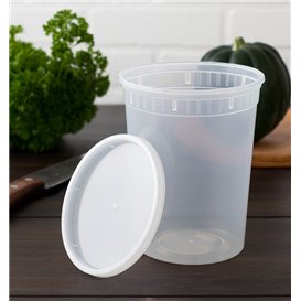 Boîte alimentaire Plastique PP avec Couvercle Transparent “Deli Range” 960ml (240 Utés)