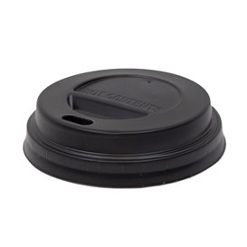 Deksel voor papieren beker gat zwart Ø9,3cm (100 stuks)