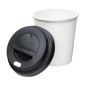 Deksel voor papieren beker gat zwart Ø9,3cm (100 stuks)