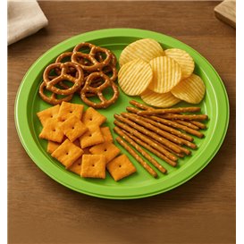 Assiette Plastique PS Réutilisable Plate Vert Citron Ø220mm (25 Utés)