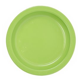 Assiette Plastique PS Réutilisable Plate Vert Citron Ø165mm (25 Utés)