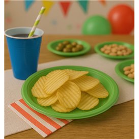 Assiette Plastique PS Réutilisable Plate Vert Citron Ø165mm (450 Utés)