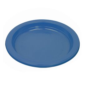 Assiette Plastique PS Réutilisable Plate Bleu Foncé Ø165mm (25 Utés)