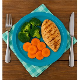 Assiette Plastique PS Réutilisable Plate Bleu Foncé Ø220mm (25 Utés)
