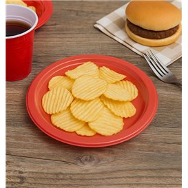 Assiette Plastique PS Réutilisable Plate Rouge Ø165mm (450 Utés)