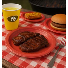 Assiette Plastique PS Réutilisable Plate Rouge Ø220mm (300 Utés)