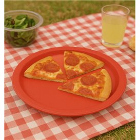 Assiette Plastique PS Réutilisable Plate Rouge Ø220mm (300 Utés)