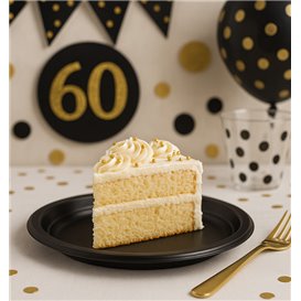 Assiette Plastique PS Réutilisable Plate Noir Ø165mm (450 Utés)