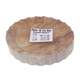 Assiette en Carton Effet Bois “Bali” Ø18cm 290g/m² (500 Utés)
