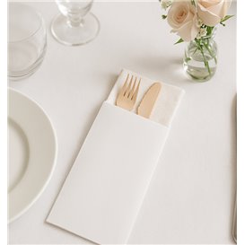 Pochette Porte-Couverts Blanc 9x24cm (125 Utés)
