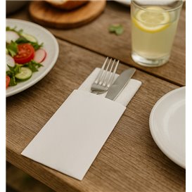 Pochette Porte-Couverts Blanc 9x24cm (125 Utés)