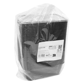Boîte Rectangulaire en Plastique PP Noire 750ml 17,6x12,4x6cm (500 Utés)