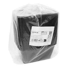 Boîte Rectangulaire en Plastique PP Noire 1.000ml 17,6x12,4x7cm (500 Utés)