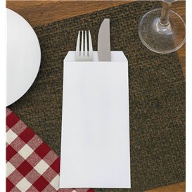 Pochette Porte-Couverts Blanc 11x24cm (125 Utés)