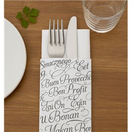 Pochette Porte-Couverts avec Serviette "Bon Appetit" 11x25cm (800 Utés)