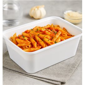 Plastic Bakje Rechthoek Wit van PP 1.000ml 17x11,5x8,2cm (25 Stuks)