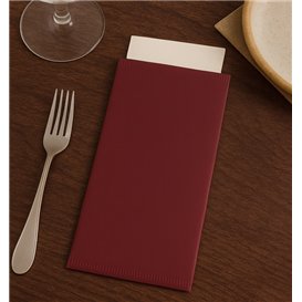 Pochette Porte-Couverts avec Serviette Bordeaux 11x25cm (100 Utés)