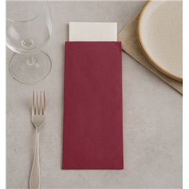 Pochette Porte-Couverts avec Serviette Bordeaux 11x25cm (800 Utés)