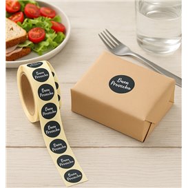 Ronde plakrol "Buen Provecho" Ø2,5cm (1 Stuk)