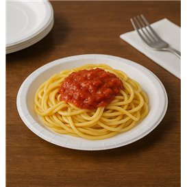 Assiette en Carton Ronde Ingraissable Blanc Ø18cm 220g/m² (400 Utés)