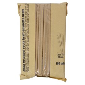Paille Papier Droite Emballé Kraft Ø0,8x23 cm (100 Utés)