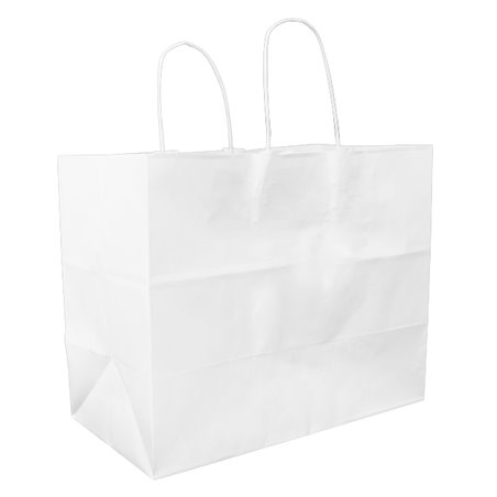 Sac en papier blanc avec poignées torsadées 80 g/m² 32+16x26cm