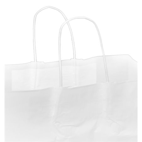 Sac en papier blanc avec poignées torsadées 80 g/m² 32+16x26cm