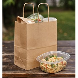 Zak Papier Kraft met Gedraaid Handvat 80 g/m² 22+10x28cm (25 Stuks)