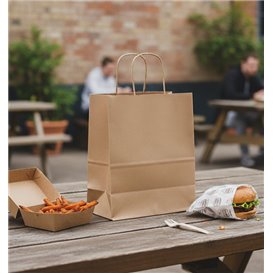 Sac Papier Kraft avec Anses Torsadées 80 g/m² 22+10x28cm (25 Utés)