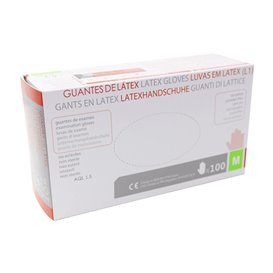 Latex handschoenenen Talk wit maat M AQL 1.5 (1000 stuks)