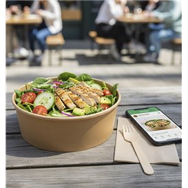 Pot en Carton Kraft-Kraft avec couvercle RPET 38 Oz/1140ml (25 Utés)