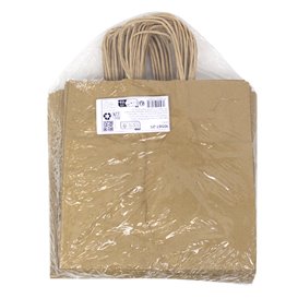 Sac Papier Kraft avec Anses Torsadées 80 g/m² 26+17x26cm (25 Utés)
