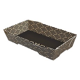 Plateau à Sushi en Carton ''Waves'' 12 x 6,2 cm (12 Unités)