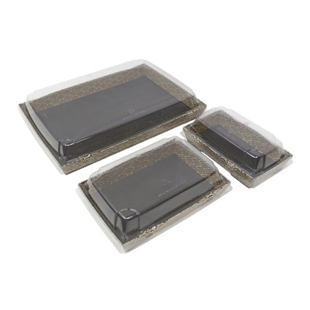 Boîte à sushi en carton Waves ouverte montrant la présentation intérieure