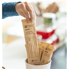 Set de Couverts en Papier Jetables Fourchette, Couteau et Serviette (50 Utés)