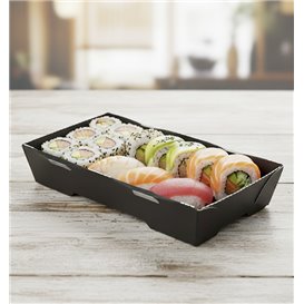Plateau à Sushi en Carton Noir 12x6,2cm (600 Unités)