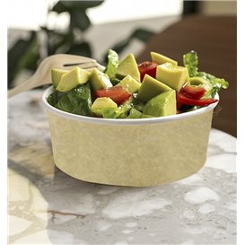 Pot en Carton Kraft avec couvercle PP 550ml Ø14cm (300 Utés)