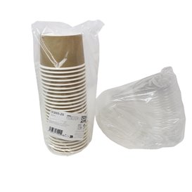 Papieren Soep Kom met Deksel Kraft PP 473ml Ø11cm (500 stuks)
